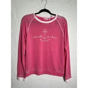 Camp David Good Vibes Orlando Sweatshirt Women S Pale Pink Distressed NWT